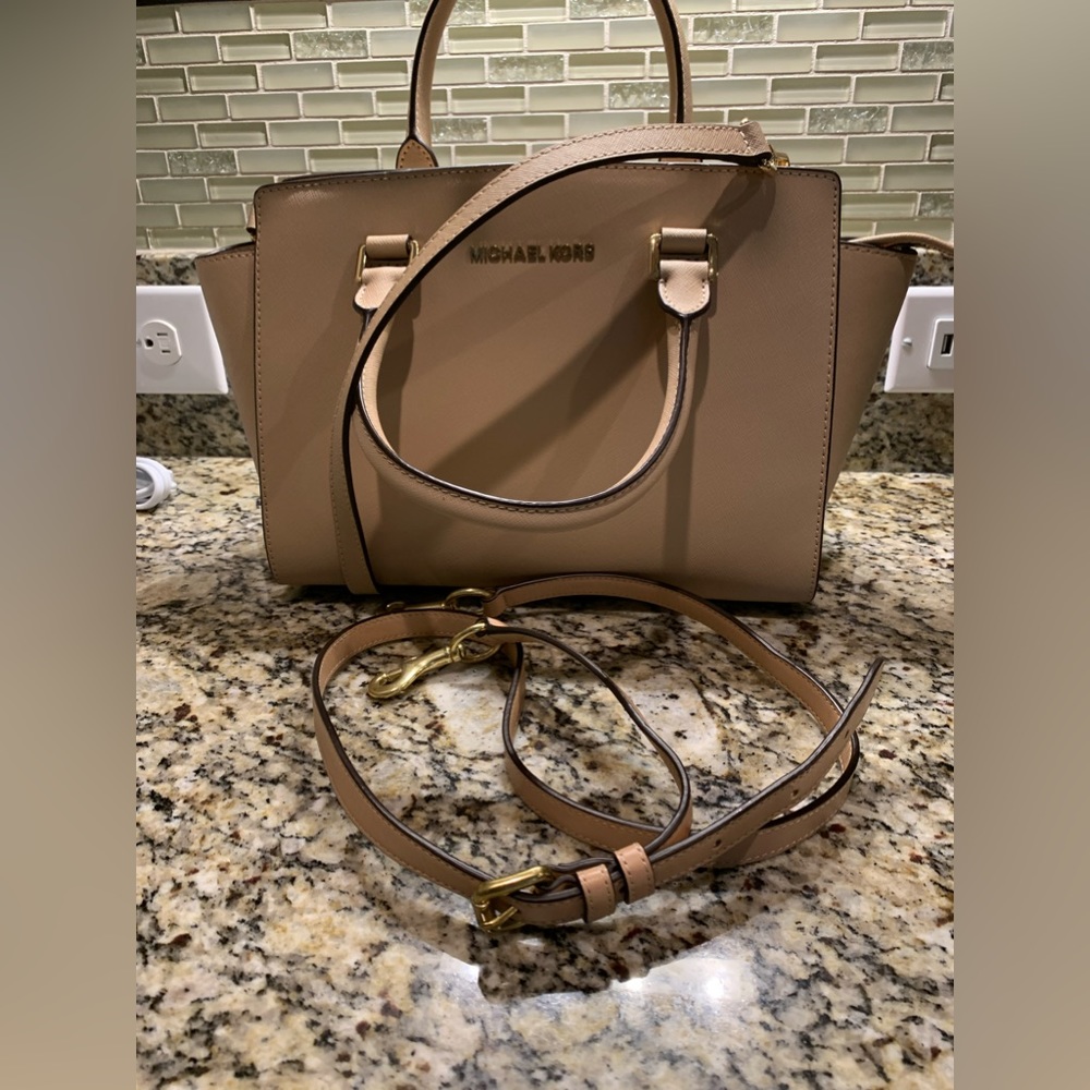 Michael Kors top handle bag- beige color